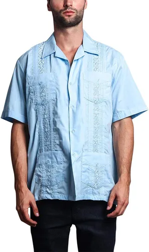 Vista 25 de G-style EE. UU. Remera playera mangas cortas de guayabera cubana para hombres