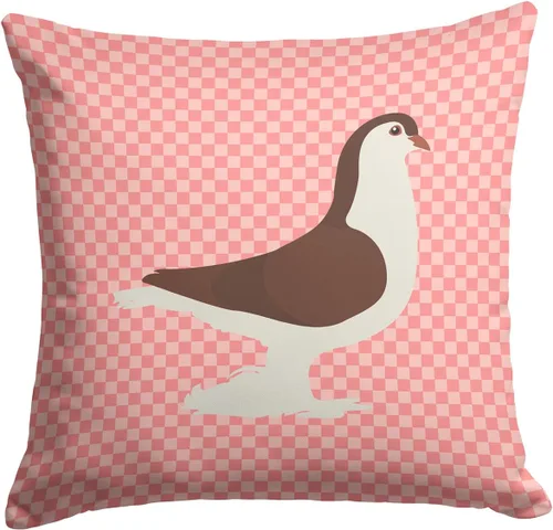Vista 123 de Caroline's Treasures BB8163PW1414 Beltsville - Almohada decorativa de tela a cuadros pequeños, color blanco, pavo y gallina azul, lavable a máquina