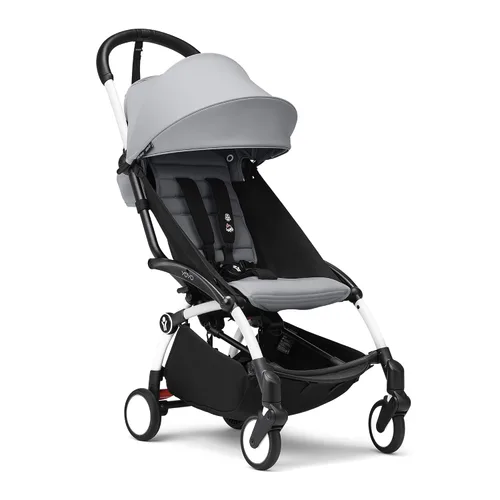 Vista 15 de Stokke YOYO3 Cochecito desde 6 meses - Incluye marco blanco/cojín de asiento color aguamarina + dosel - Se pliega y despliega en un instante