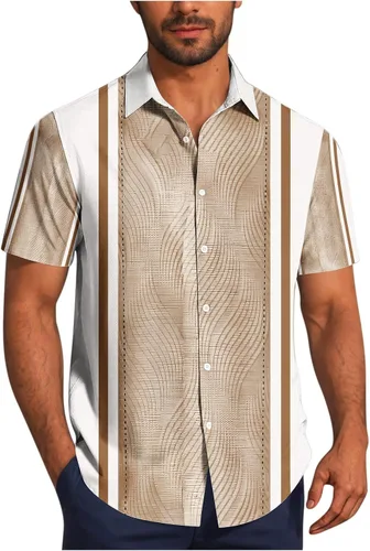 Vista 13 de Camisas de guayabera cubana para hombre, camisas casuales de manga corta con botones, camisas de playa para vacaciones de verano, camisetas mexicanas