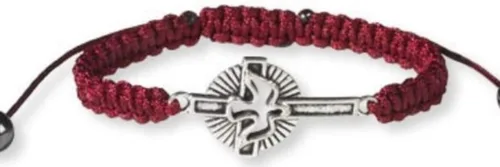 Vista 3 de Cordón ajustable rojo con cruz de paloma del Espíritu Santo, regalos de confirmación católica, 3 pulgadas