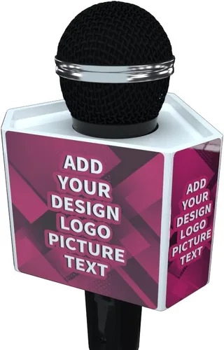 Vista 7 de Caja de micrófono personalizada Logo personalizado Cubo Hexágono micrófono bandera (negro)