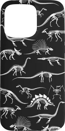 Vista 31 de Funda para iPhone 17 con diseño de huesos de dinosaurio fosilizado con animales prehistóricos