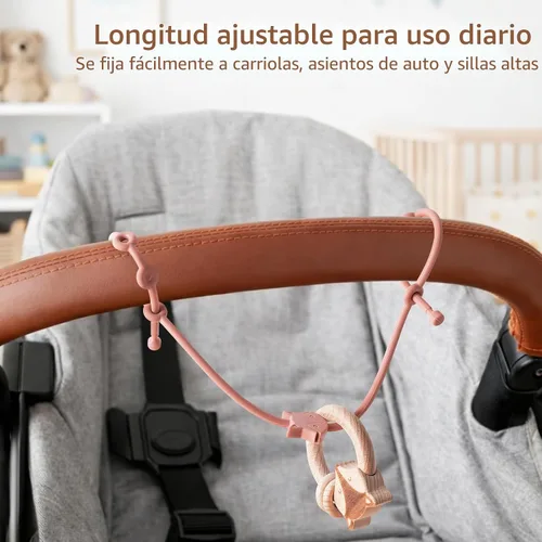 Vista 5 de ROCCED Correas de juguete para bebé 6 piezas, correas de juguete de silla alta de silicona, accesorios para cochecito, correas para biberón de niños