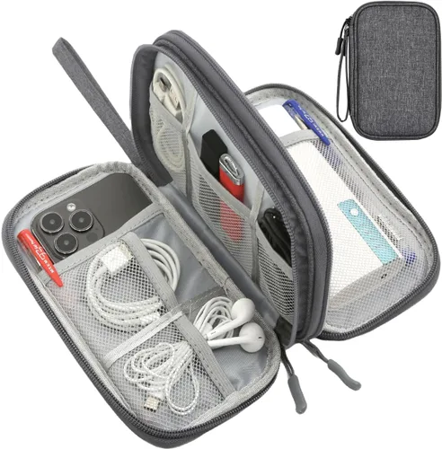 Vista 12 de CAAORDKSO Bolsa Organizadora de Electrónicos para Viaje, Estuche Pequeño Organizador de Cables Impermeable, Bolsa de Accesorios, Estuche Electrónico