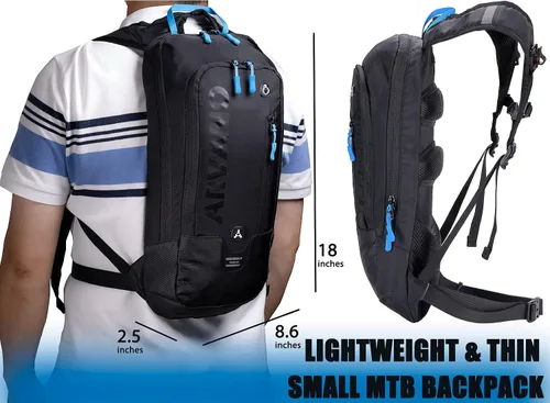 Vista 5 de Mochila de Bicicleta Pequeña Mochila de Ciclismo de Montaña Ligera 6l Mochila de Día - Ciclismo MTB, Senderismo, Esquí, Bicicleta de Nieve