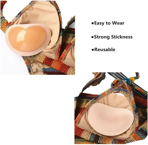 Vista 4 de Insertos adhesivos de doble cara para brasier, 1 par con brasier de realce no adhesivo, 1 par, inserto de almohadilla autoadhesiva para sujetadores