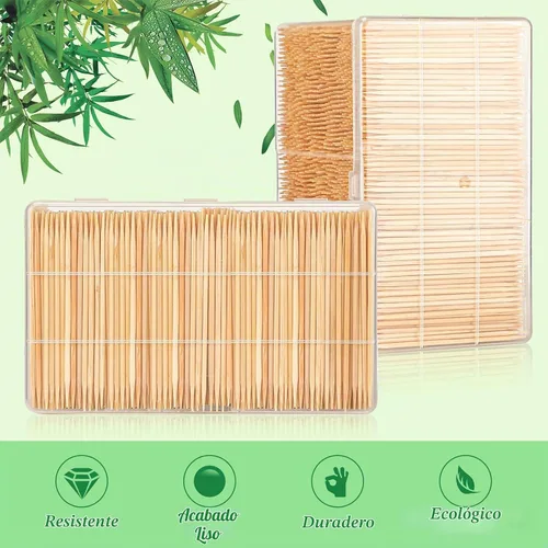 Vista 4 de Jerify 3000 piezas de palillos de dientes de madera de bambú de doble cara