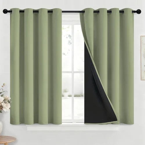 Vista 34 de Yakamok Cortinas negras, cortinas de ventana con aislamiento térmico y eficiencia energética para dormitorio, cortinas opacas completas y cortinas