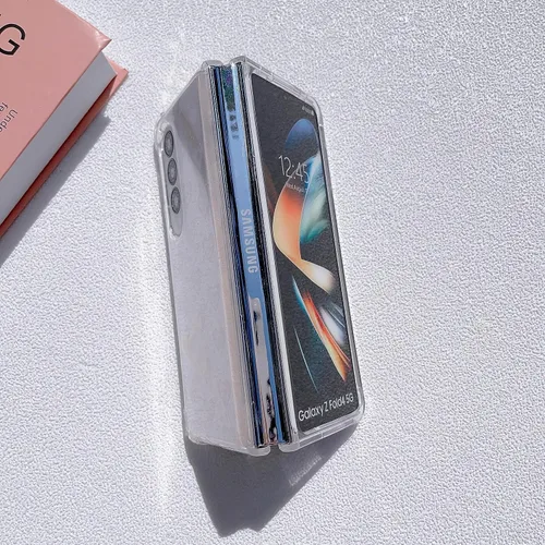 Vista 6 de Funda para Galaxy Z Fold 5, funda protectora de silicona con purpurina láser transparente holográfica con patrón de corazón de amor, delgada, a