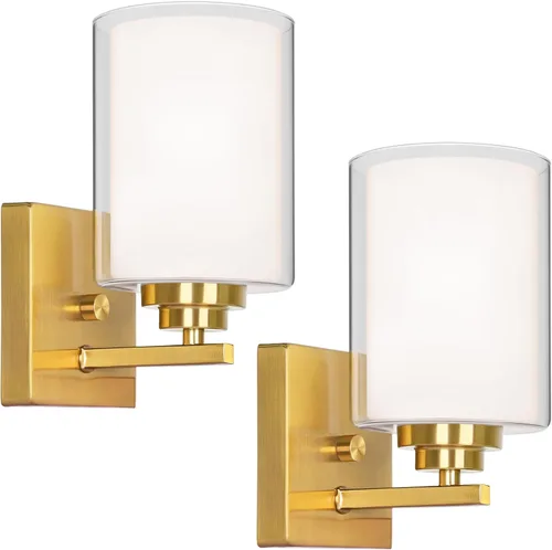 Vista 8 de VerRon Juego de 2 apliques de pared para baño, lámparas modernas de tocador, faroles de montaje de bronce cepillado al óleo, luces de pared