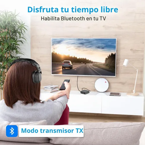 Vista 3 de ZIOCOM Transmisor Bluetooth para TV, adaptador Bluetooth inalámbrico para TV/PC/altavoz/estéreo doméstico (óptico, auxiliar de 0.1 in, RCA)