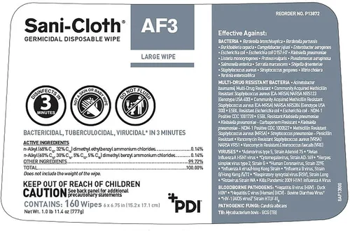 Vista 5 de Sani-Cloth AF3 Toallitas desinfectantes desechables sin alcohol - 160 toallitas