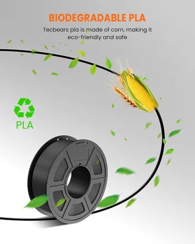 Vista 7 de TECBEARS Filamento PLA 1.75mm, Filamento de impresora 3D enrollado cuidadosamente, precisión dimensional +/- 0.02 mm, carrete de 1 kg (2.2 lbs)