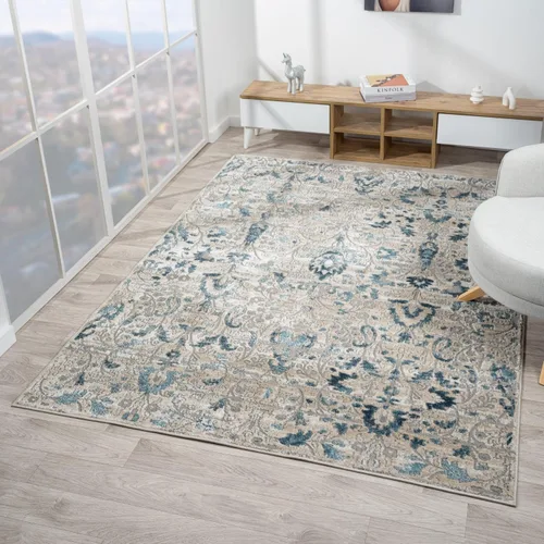 Vista 4 de LUXE WEAVERS Alfombra de área azul floral vintage 4x5
