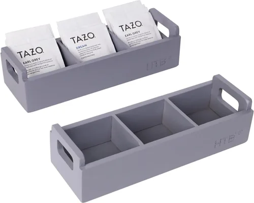 Vista 13 de HTB Caja Pequeña de Bolsitas de Té de Madera, 3 Compartimentos, Cofre de Bolsitas de Té de Madera de Acacia con Asa, Mini Contenedor