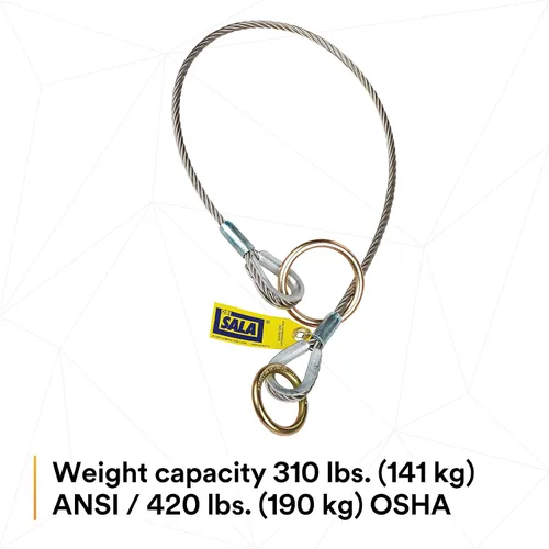 Vista 4 de 3M DBI-SALA 5900551 Conector de anclaje, adaptador de amarre de cable de 6 pies, tipo pasante, plateado