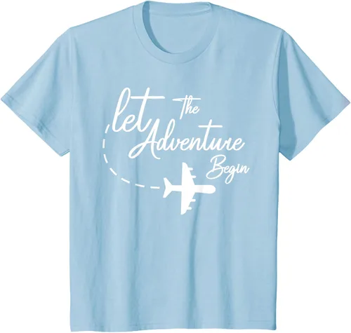 Vista 9 de Let The Adventure Begin - Camiseta inspiradora en modo de viaje en avión, Negro, S