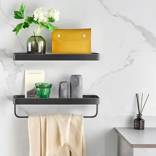 Vista 7 de VOLPONE Estantes de baño Estante de vidrio montado en la pared para estante flotante, estantes de vidrio templado, organizador de pared de baño de 2