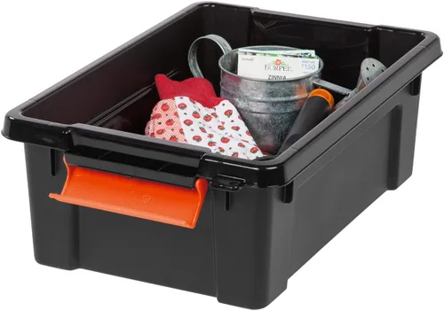 Vista 4 de IRIS USA - Contenedores de almacenamiento con tapa de 3 galones con candado, paquete de 5 - Fabricados en EE. UU., contenedores resistentes