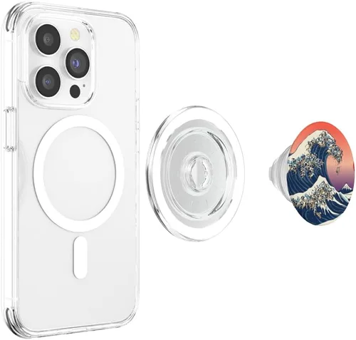 Vista 3 de La gran ola de pugs de arte japonés PopSockets de Huebucket PopSockets PopGrip: agarre intercambiable para teléfonos y tabletas PopSockets MagSafe