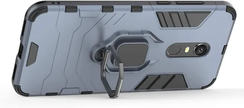 Vista 3 de LuluMain Compatible con Redmi 5+ Funda, soporte de anillo de metal a prueba de golpes (funciona con soporte magnético para automóvil), cubierta Azul