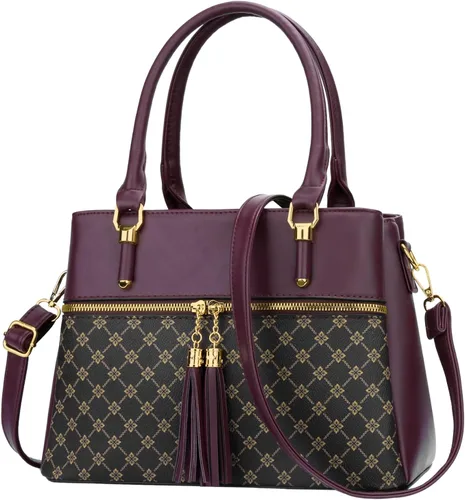 Vista 18 de KKXIU Bolsos tipo satchel para mujer con asa, bolsos de hombro y carteras con bolsillos y cremallera, bolsos cruzados de cuero