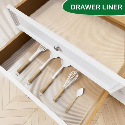 Vista 6 de Drawer and Shelf Liner for Kitchen Cabinets, Non Adhesive Non Slip EVA Cabinet Liner Mat, Clear Waterproof Washable Cut to Size Shelf Liner for