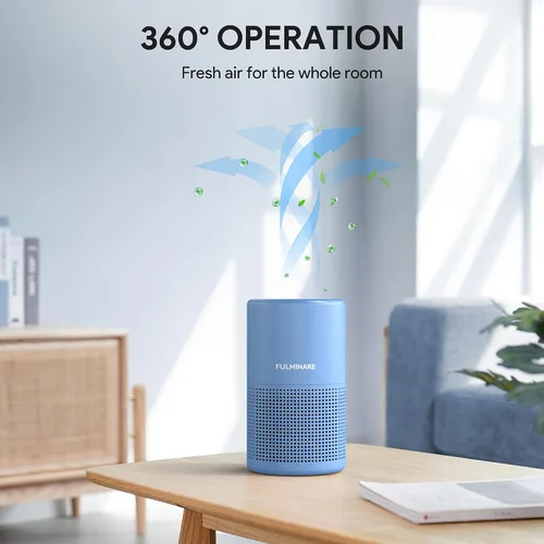 Vista 4 de FULMINARE Purificadores de aire para el hogar dormitorio H13 HEPA purificador de aire, 3 velocidades, temporizador, 24 dB, pequeño mini purificador