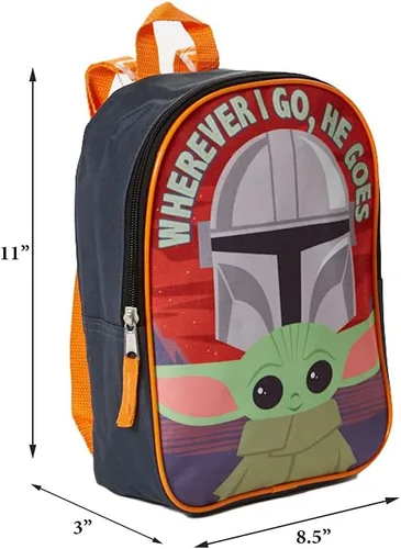 Vista 2 de RALME Star Wars Mandalorian Mini Mochila Yoda para niños y niños pequeños 11 pulgadas mochila pequeña para niños o niñas Varios colores Viajar