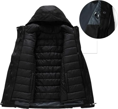 Vista 3 de MDENOVO Chaqueta de esquí 3 en 1 para mujer, impermeable, para invierno, para snowboard, montaña