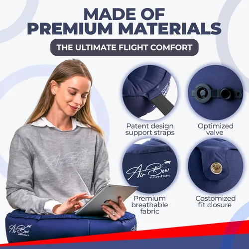 Vista 3 de able Almohada de viaje – Almohada de avión para reposo de cabeza, cuello y barbilla, almohada de cuello inflable y suave, material duradero