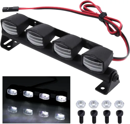 Vista 7 de HobbyPark Kit de barra de luz de coche a control remoto, 4 LED, luces de techo para 1/10 RC Crawler Car Truck Accesorios