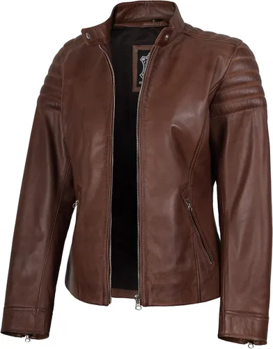 Vista 6 de Decrum Chaqueta de cuero para mujer - Chaquetas de cuero con estilo de piel de cordero real para mujer Amy - Chaqueta de cuero negro Mujer