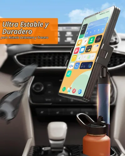 Vista 2 de 3 in 1 Tablet Holder for Car Bottle, 360°Rotatable & Aluminum Telescopic Arm Sturdy Rod Cup Holder Tablet Mount for iPad Pro