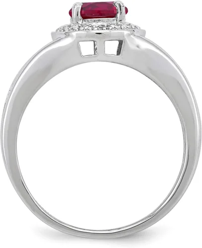 Vista 2 de The Black Bow Anillo de plata de ley .01 Ctw (H-I, I2-I3) y rubí redondo creado