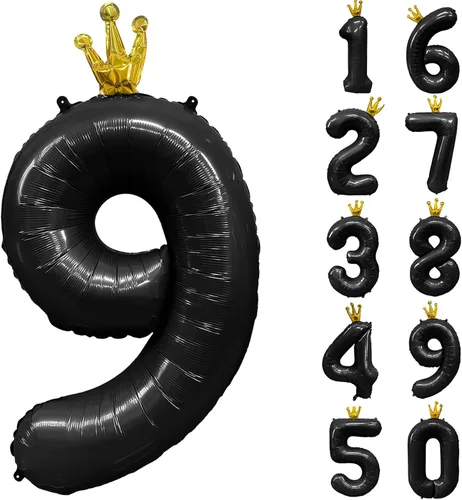 Vista 297 de Globos gigantes de helio de aluminio de 40 pulgadas, color negro, globos digitales grandes del número 0 para decoración de fiesta de cumpleaños