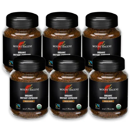 Vista 7 de Mount Hagen Café espresso instantáneo, café expreso orgánico ecológico hecho de granos arábica de tostado medio, café instantáneo liofilizado