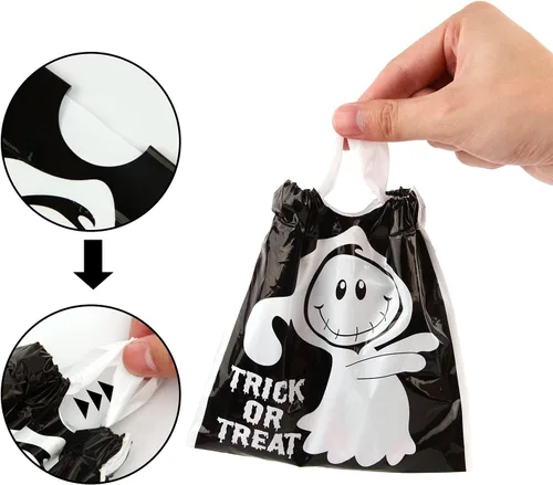Vista 3 de CCINEE 48 bolsas de golosinas de Halloween con cordón, bolsas de dulces para regalo de fiesta de Halloween