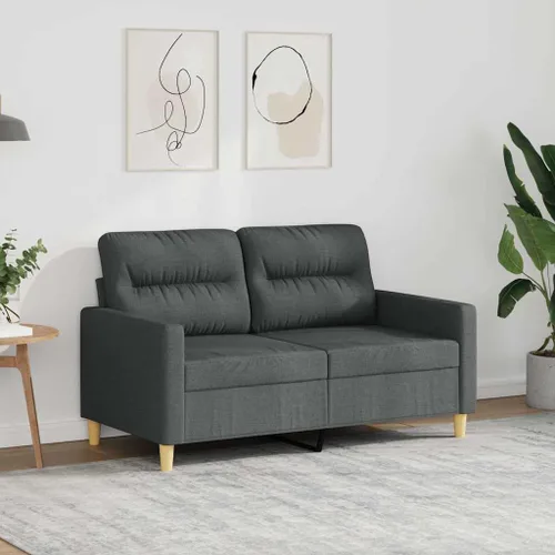 Vista 2 de vidaXL Sofá de 2 plazas gris oscuro - Cómodos asientos acolchados y cojines de respaldo - Marco de metal - Muebles modernos de sala de estar