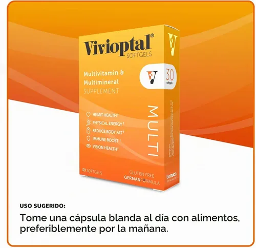 Vista 4 de Vivioptal Multi, 30 cápsulas blandas, multivitamínico y multimineral, sin gluten, fórmula alemana