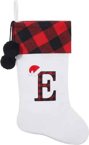 Vista 10 de Calcetines de Navidad bordados con monograma inicial de 20 pulgadas, decoración de Navidad, calcetines personalizados, decoración de temporada