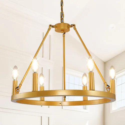 Vista 9 de Candelabro de granja de plata, lámpara de 12 luces con ruedas de carro, accesorio de luz para comedor, lámparas rústicas de isla de cocina GHDFGD-10