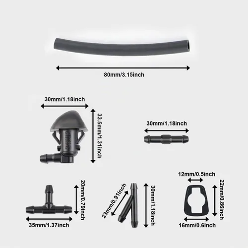 Vista 7 de Kit de boquillas para limpiaparabrisas compatible con Honda Pilot 2009 2010 2011 2014 2015, con conector de chorro de lavado y manguera de líquido
