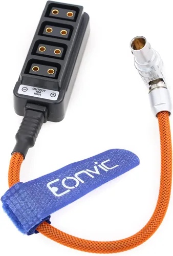 Vista 3 de EXT - Divisor divisor D-Tap de 7 pines a 4 puertos de 14.8 V con cable de alimentación trenzado para ARRI Alexa Mini (naranja, 7.9 in)