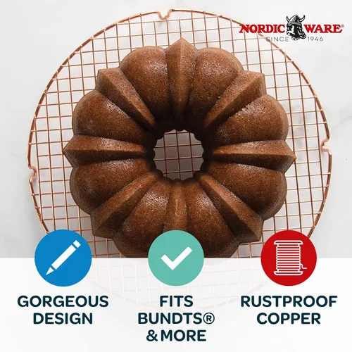 Vista 3 de Nordic Ware Rejilla de enfriamiento redonda, 13 pulgadas de diámetro, cobre