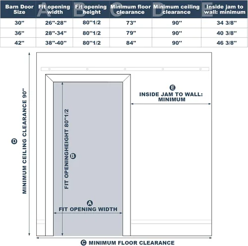 Vista 6 de Puertas correderas de granero de 30 x 84 pulgadas para habitación con kit de herramientas incluido