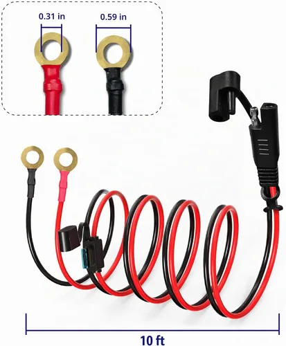 Vista 2 de BFXM Cable de Carga 10AWG 3.05MT, Arnés de Desconexión Rápida de Terminal de Junta Tórica SAE, Cables de Extensión de Conectores SAE de 2 Pines