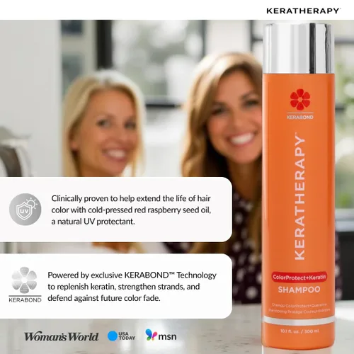 Vista 6 de KERATHERAPY Champú protector de color con infusión de queratina, 10.1 onzas líquidas, 10.1 fl oz – Champú protector de color sin gluten para cabello