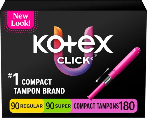Vista 10 de Tampones U by Kotex Click Compact, absorción regular, sin perfume, 45 unidades (Paquete de 2)
